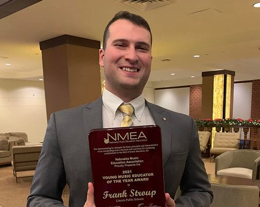 Brother Frank Stroup recognized as the 2021 Outstanding Young Music Educator of the Year by the NMEA
